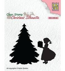 Stempel - Nellie`s Choice - CSIL013 dziewczynka z prezentem choinka